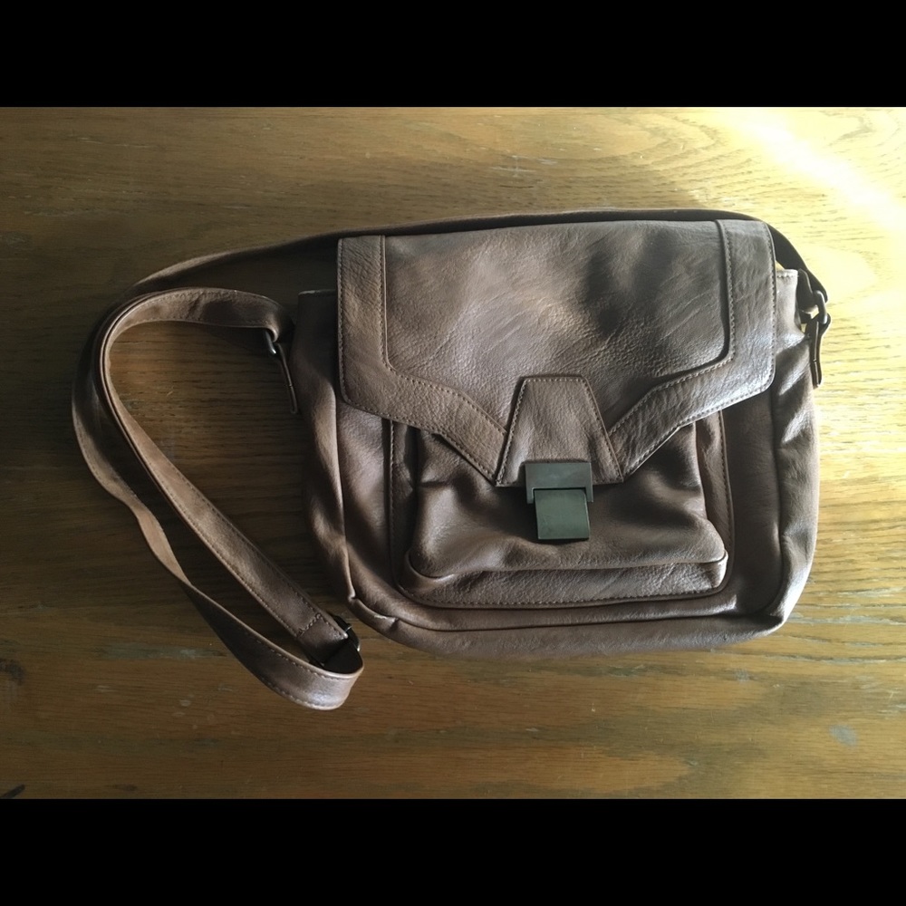 Brown leather-like crossbody purse